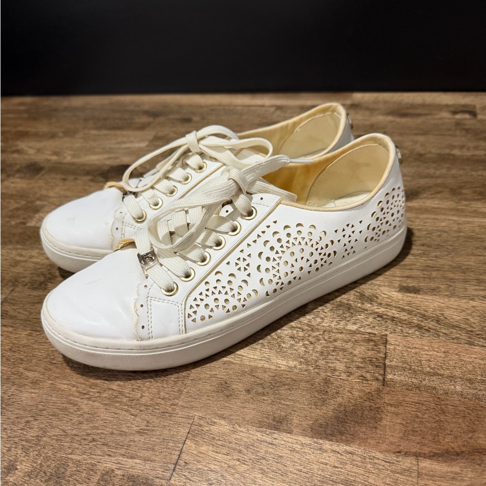 Liz Claiborne White Cutout Lace-Up Sneakers